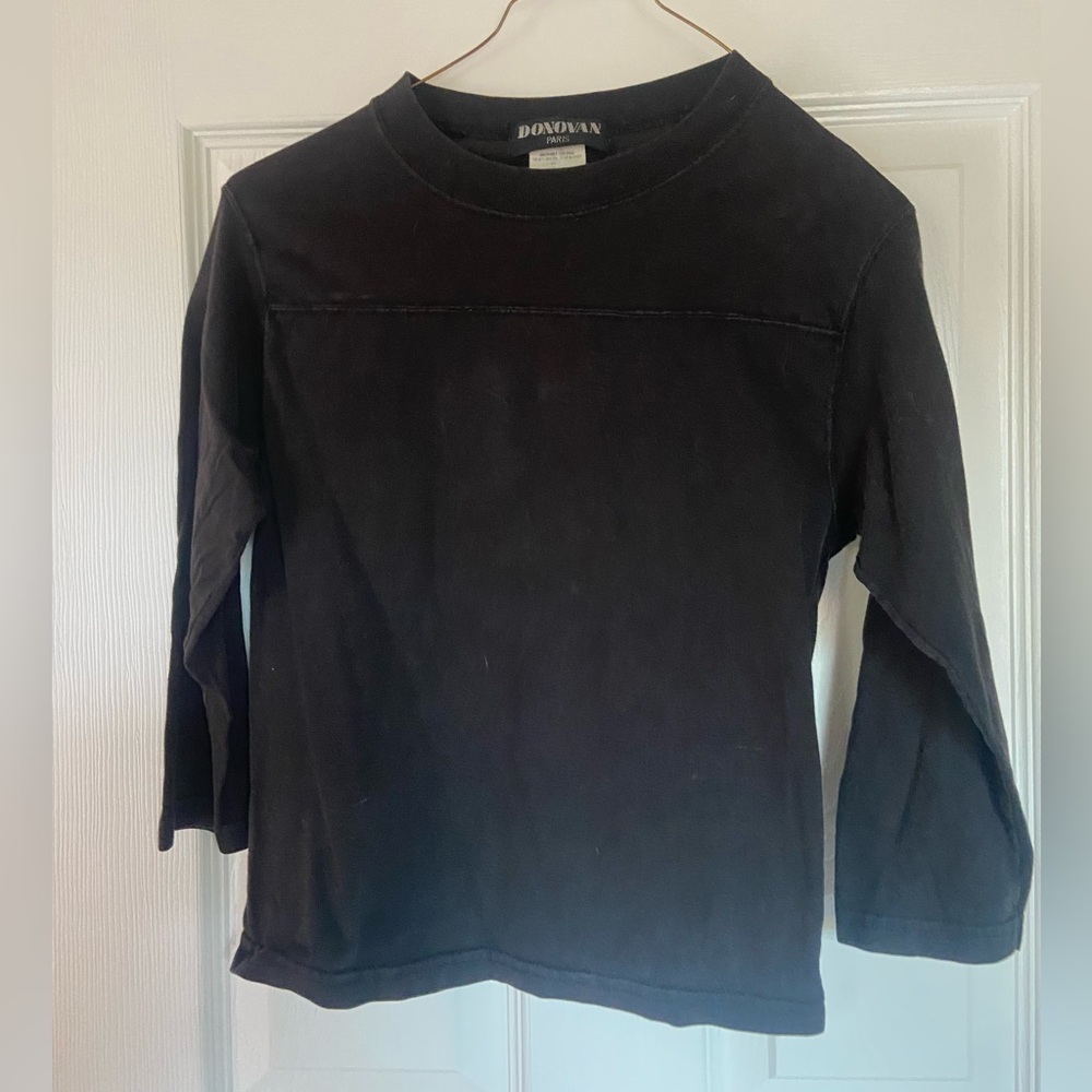 🖤 Donovan Paris Black 3/4 Sleeve Cotton Top – Made in USA